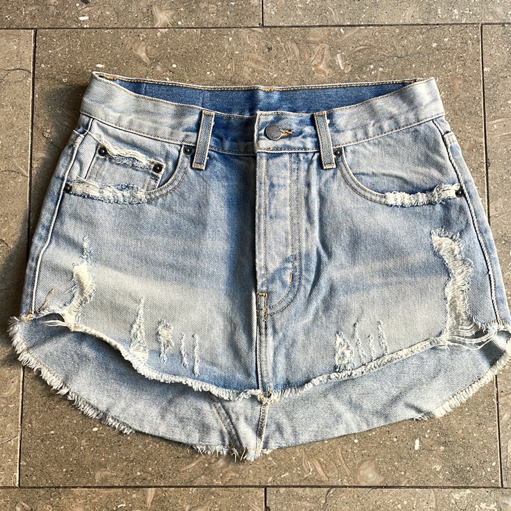 CARMAR denim cutoff skirt (light wash)
